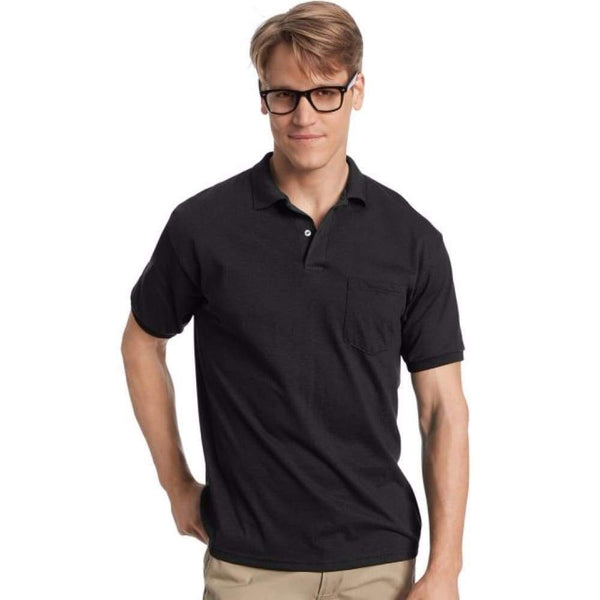 Hanes Mens Cotton-Blend Ecosmart® Jersey Polo With Pocket - Shirts
